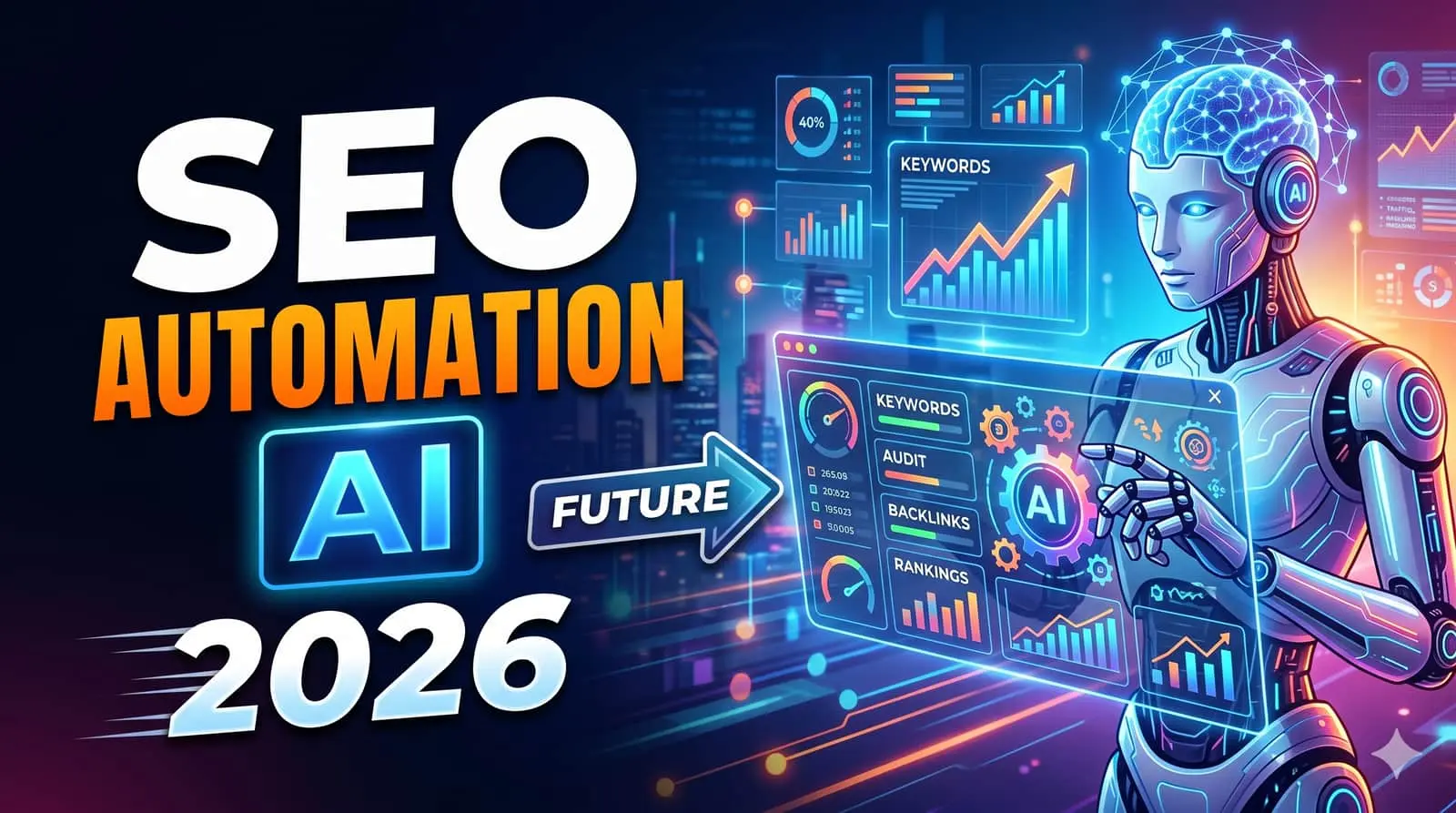 SEO Automation AI 2026 dashboard concept on SMARTCHAINE platform