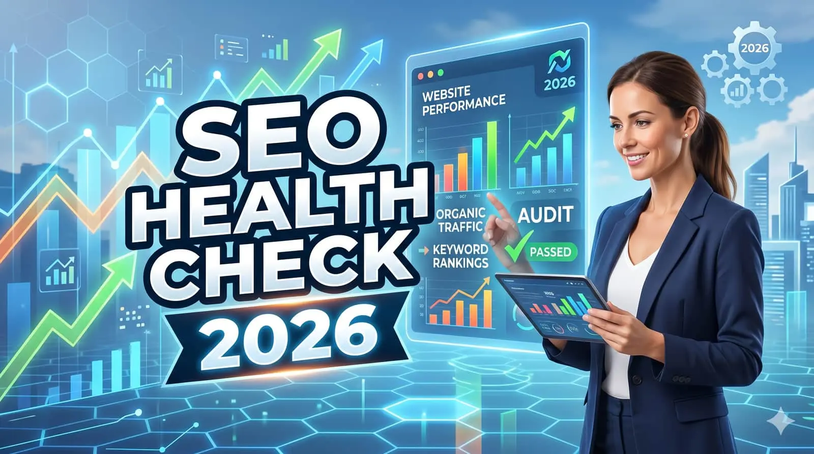 SEO health check 2026 dashboard with core web vital metrics