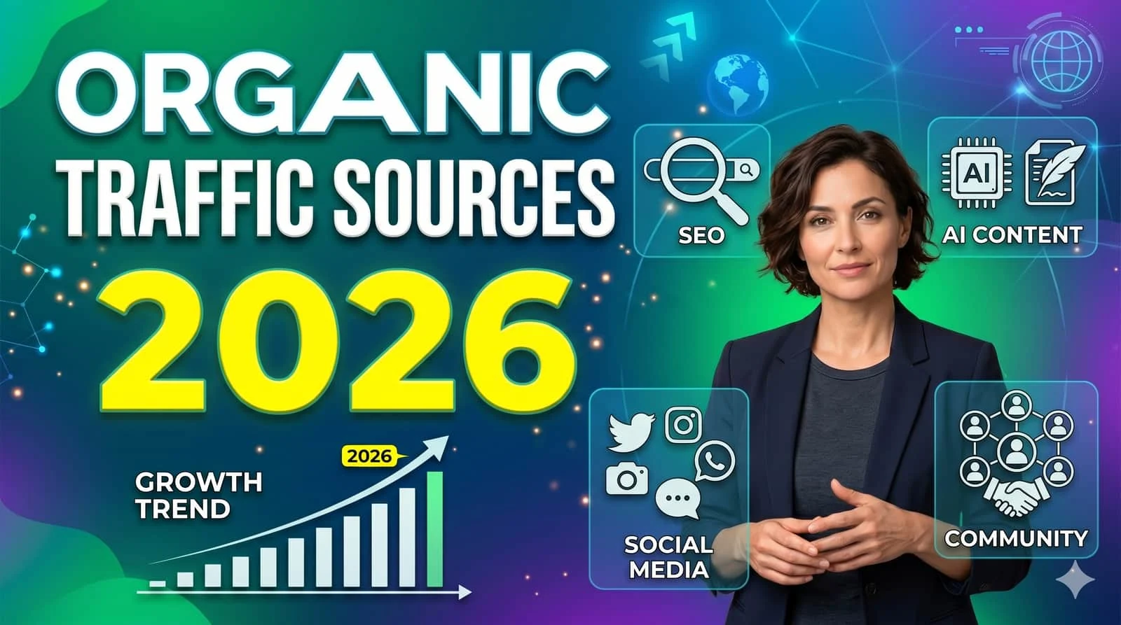 2026 organic traffic sources dashboard concept