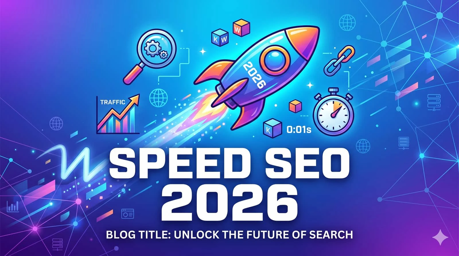 Speed SEO 2026 dashboard concept with SMARTCHAINE analytics and Core Web Vitals metrics