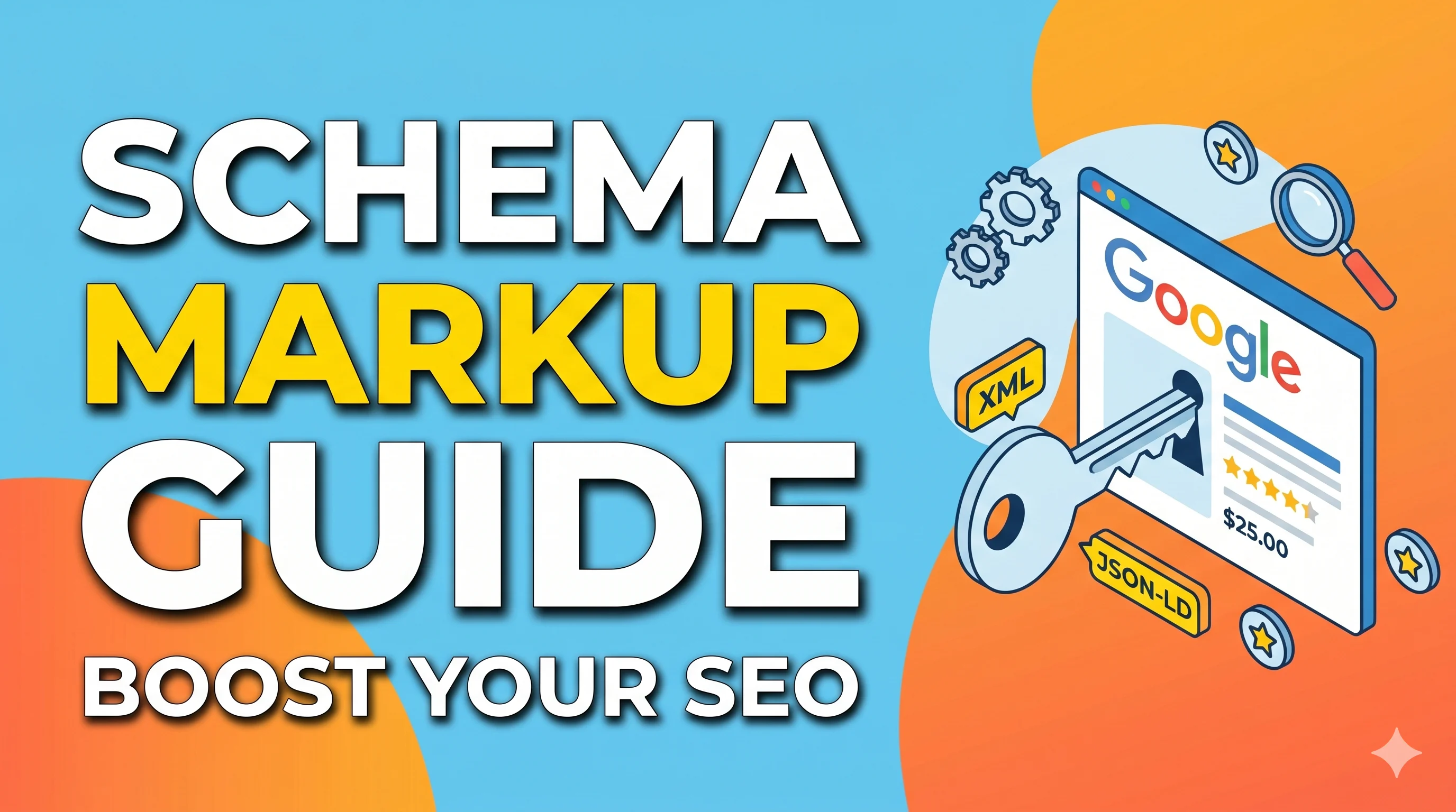 Schema markup guide visual - structured data blocks and search engine rich results