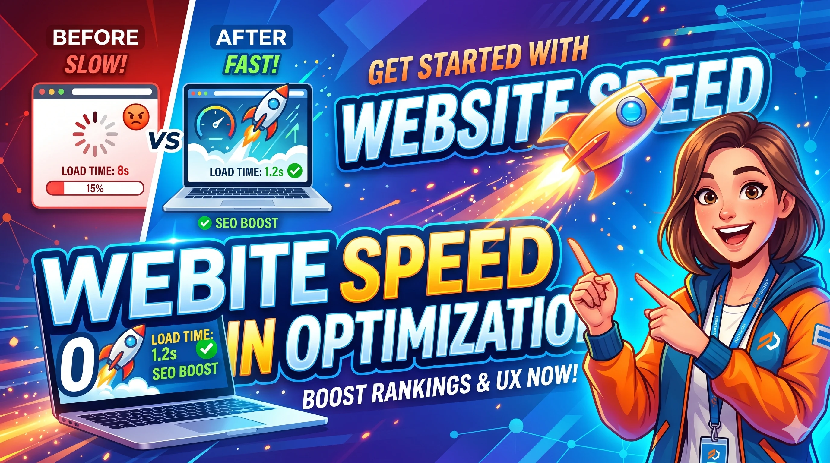 Website speed optimization dashboard with fast loading metrics and Core Web Vitals insights